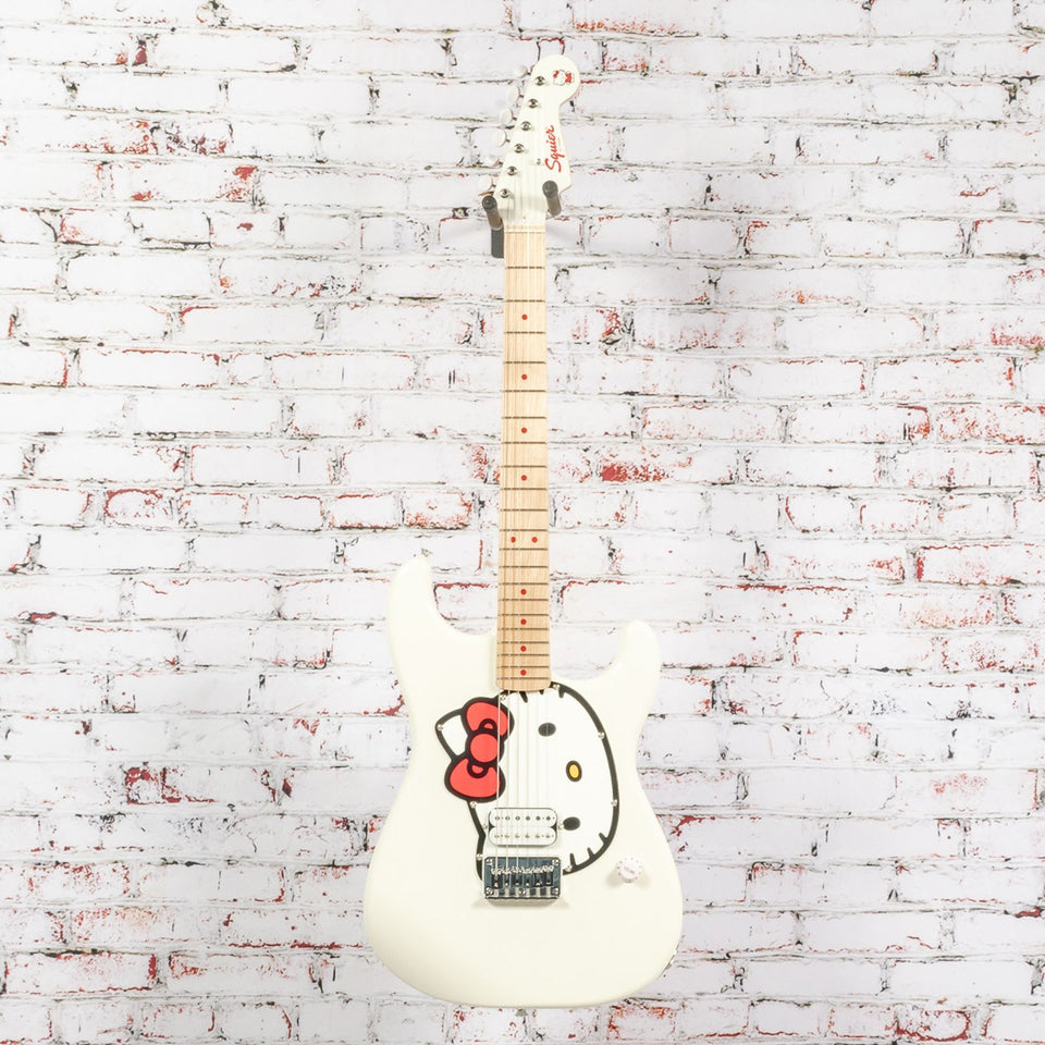 Squier by Fender x Hello Kitty - Stratocaster Electric Guitar - White - w/ Deluxe Hello Kitty Gigbag