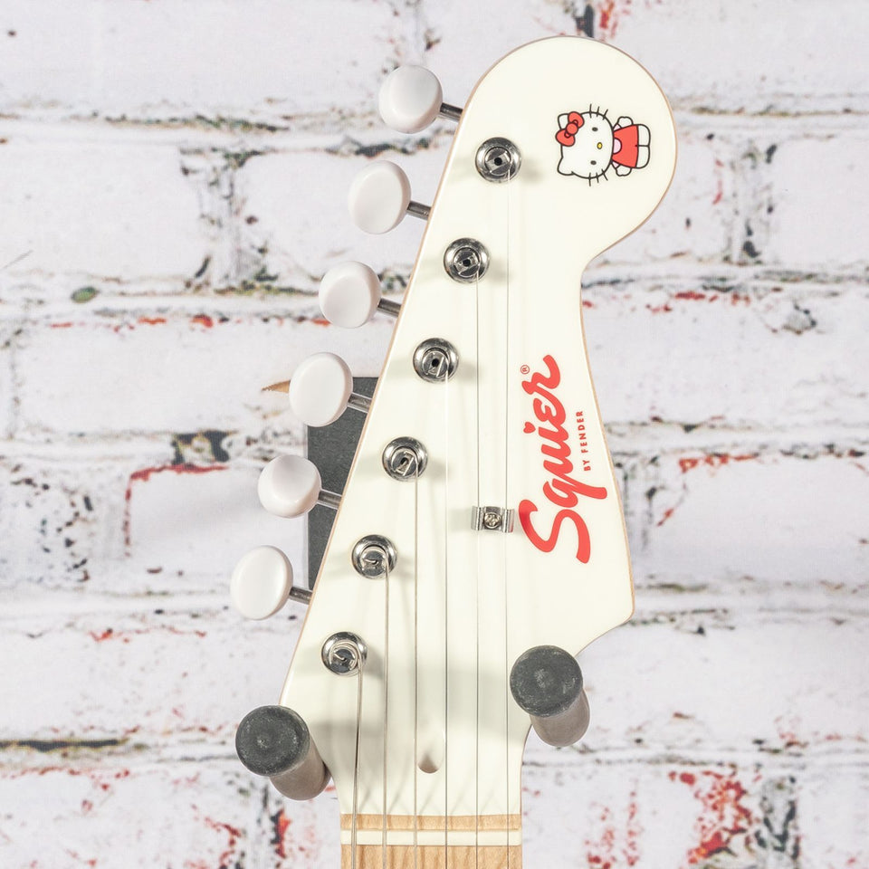 Squier by Fender x Hello Kitty - Stratocaster Electric Guitar - White - w/ Deluxe Hello Kitty Gigbag