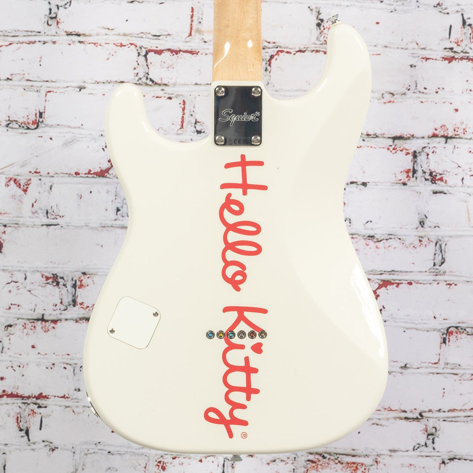 Squier by Fender x Hello Kitty - Stratocaster Electric Guitar - White - w/ Deluxe Hello Kitty Gigbag